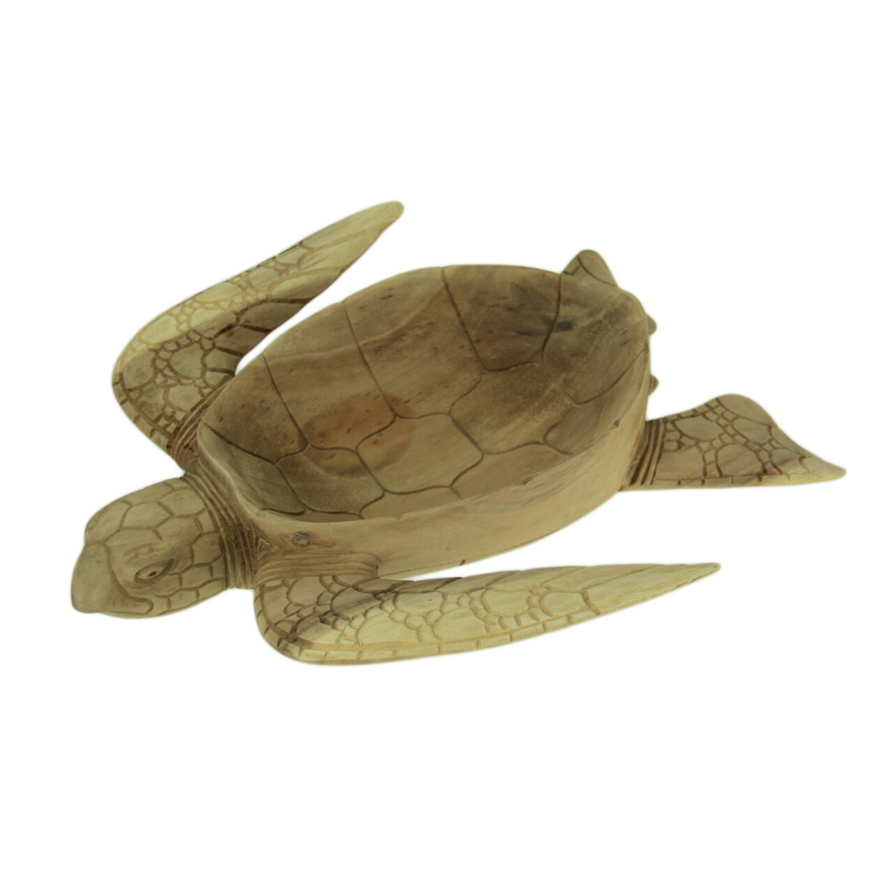 Hand Carved Mahogany Sea Turtle Centerpiece Bowl 16 Inch